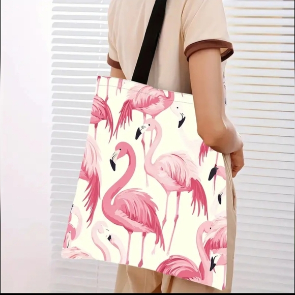 New! Flamingo Canvas Tote – Lightweight & Stylish - Picture 6 of 6